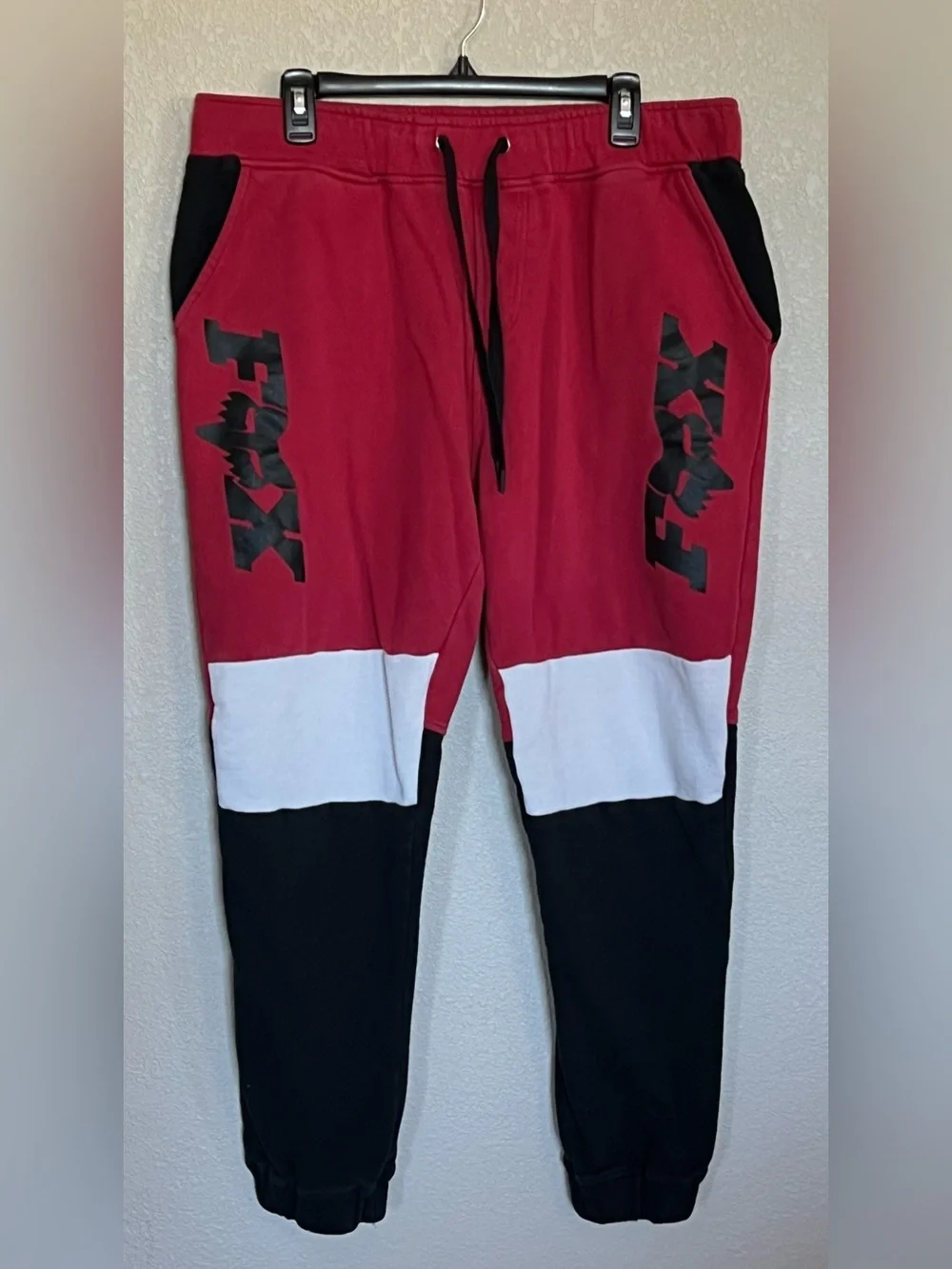 Fox Racing Lateral Moto Colorblock Fleece Joggers — Red, White & Black